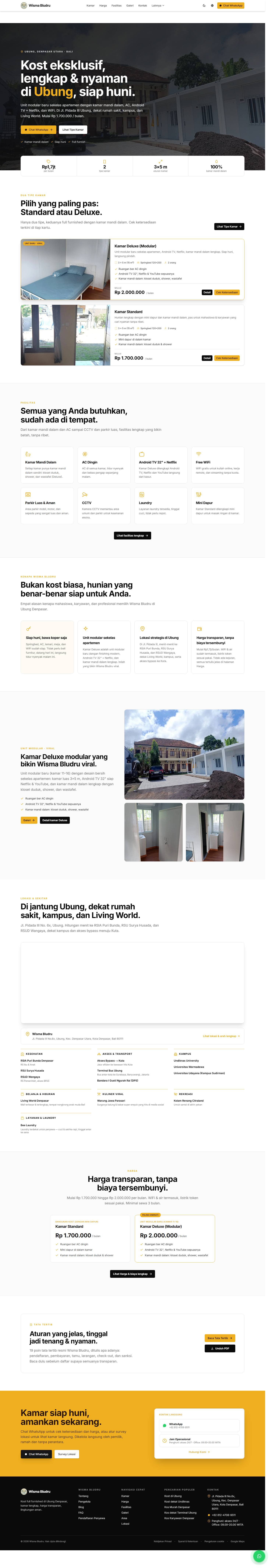 Wisma Bludru · Website penginapan dengan tampilan modern + lead WhatsApp.